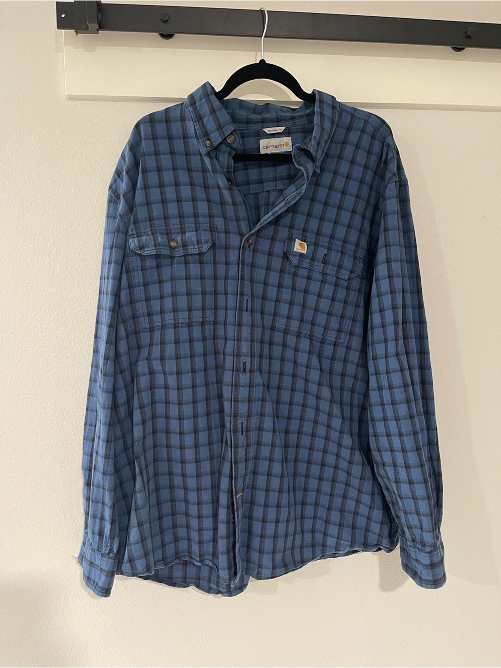 Carhartt Blue Plaid Button-Down Work Shirt